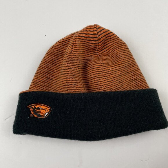 Oregon State Beavers Cuffed Beanie Columbia Adult OS Black Orange Striped - Picture 6 of 7